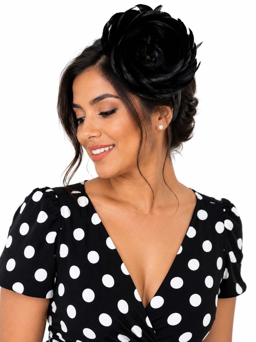 Bellissima Black Feather Flower Fascinator Headband NWT Kentucky Derby Wedding